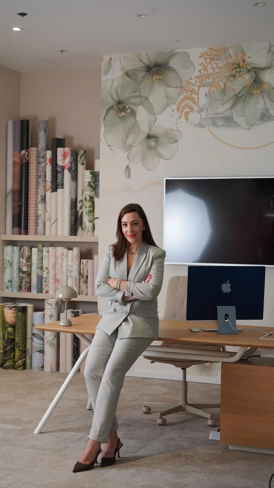 Ivana Novosel in a room with wall covering samples